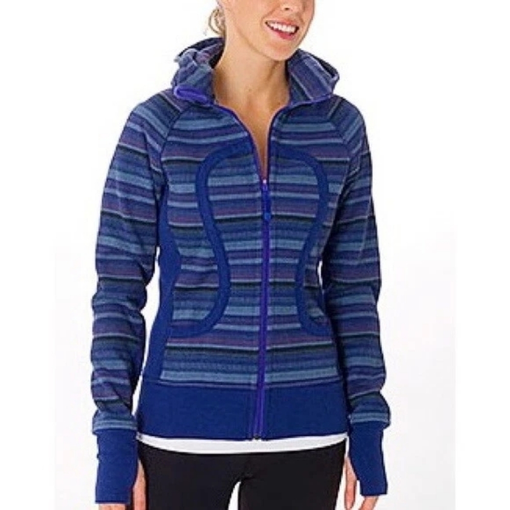 Lululemon Scuba Full Zip Hoodie Blue Purple Poncho Stripe G- 8 - Picture 12 of 12